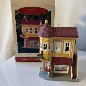 KEEPSAKE the Label Festive Yellow and Brown House Ornament